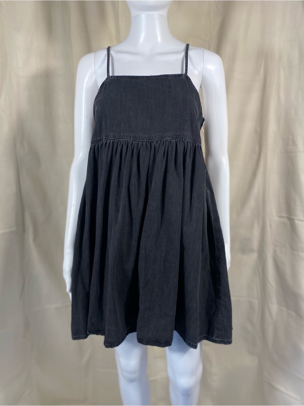 Topshop Mini Denim Dress in Washed Black
